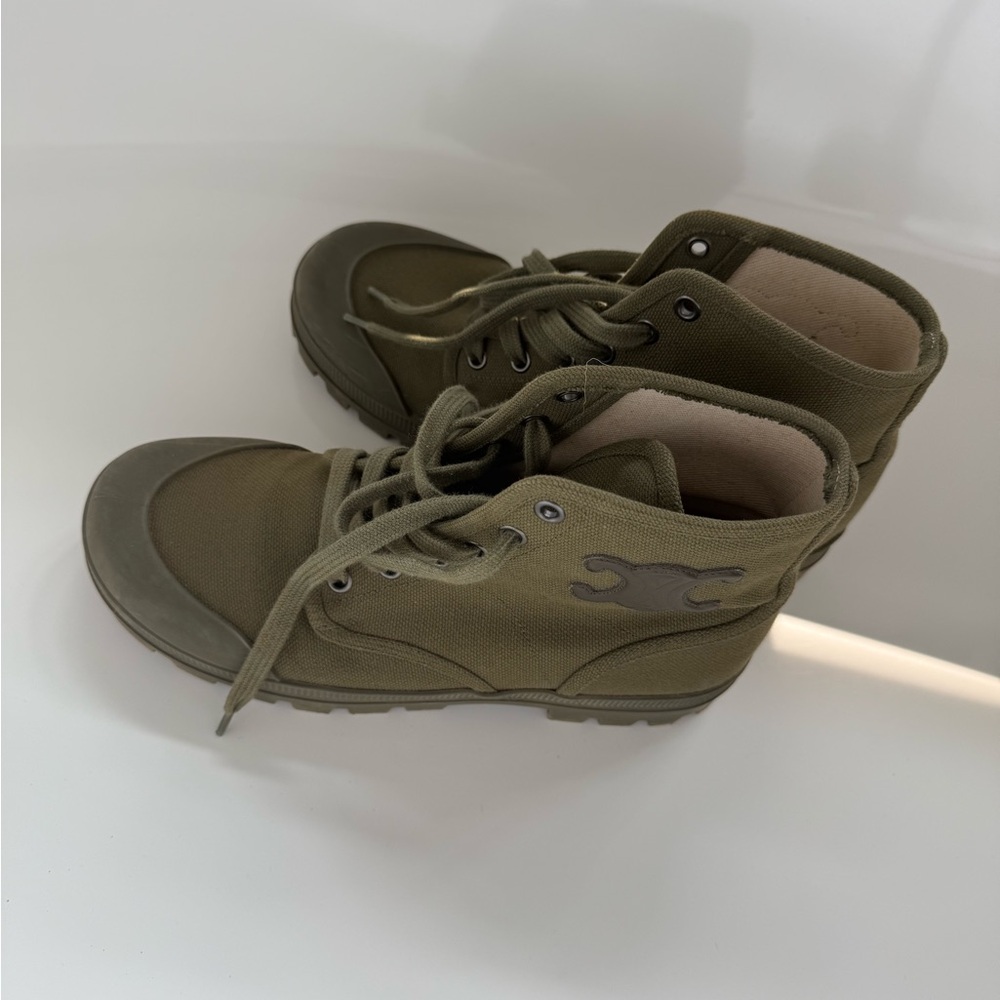 Celine patapans canvas lace up boot sneaker green size 38 - Picture 7 of 7